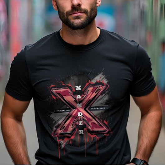 Anpassbare Edgy Graffiti Monogram Letter "X" T-Shirt