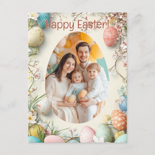 Anpassbare 🐇 Egg-ziiting Snapshot Greetings Feiertagspostkarte (Vorderseite)