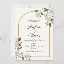 Anpassbare Einladung zur Hochzeit mit Blumenakzent