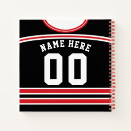 Anpassbare Eishockey Black & Red Jersey Notizbuch