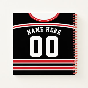 Anpassbare Eishockey Black & Red Jersey Notizbuch
