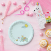 Anpassbare Elefanten und Schmetterlinge zum Geburt Pappteller (Party)