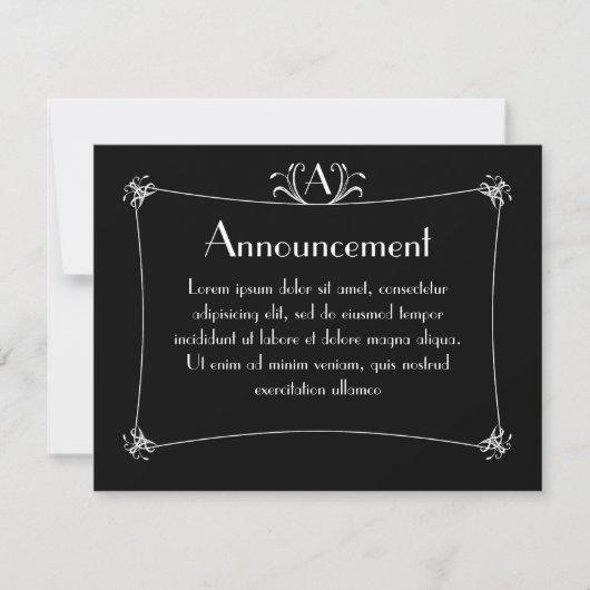Anpassbare Elegangrenze mit Monogramm Ankündigung (Vorderseite)