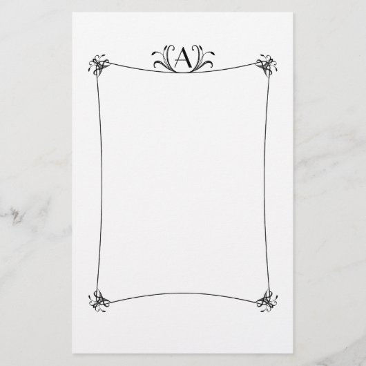 Anpassbare Elegangrenze mit Monogramm Briefpapier (Vorderseite)