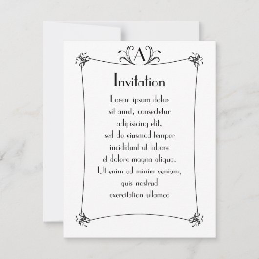 Anpassbare Elegangrenze mit Monogramm Einladung (Vorderseite)