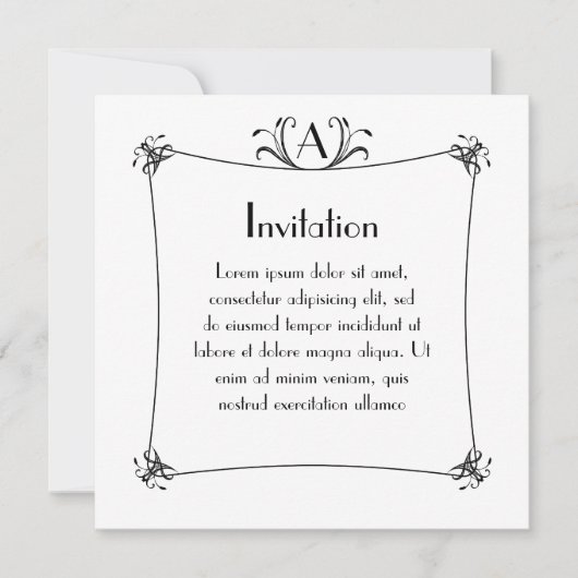 Anpassbare Elegangrenze mit Monogramm Einladung (Vorderseite)