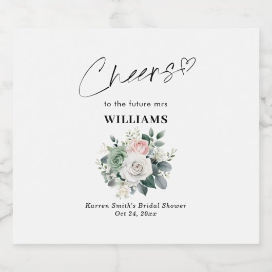 Anpassbare Elegant-Eukalyptus-Cheers Schaumweinetikett (Einzelnes Label)