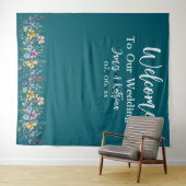 Anpassbare elegante, Aquamarine Hochzeitskugel Wandteppich (Beispiel (Horizontal))