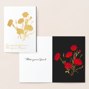 Anpassbare Elegante Vintage-Blumen-Rote Nelke Folienkarte