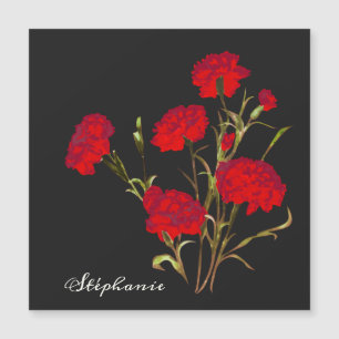 Anpassbare Elegante Vintage-Blumen-Rote Nelke Magnetkarte