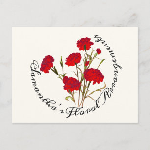 Anpassbare Elegante Vintage-Blumen-Rote Nelke Postkarte