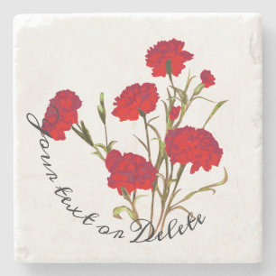 Anpassbare Elegante Vintage-Blumen-Rote Nelke Steinuntersetzer