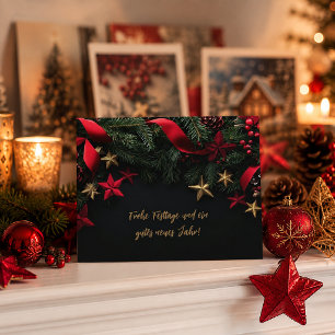 Anpassbare elegante Weihnachtskarte mit Kranz Feiertagspostkarte