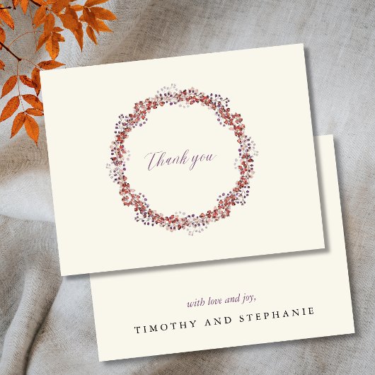 Anpassbare Elegante-Wreath-Hochzeit Dankeskarte