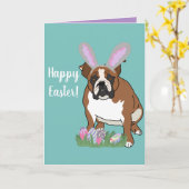Anpassbare englische Bulldog Ostern Karte (Gelbe Blume)