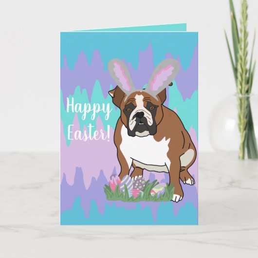 Anpassbare englische Bulldog Ostern Karte (Vorderseite)
