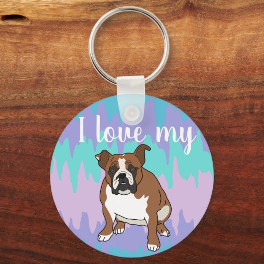 Anpassbare Englische Bulldotin Schlüsselanhänger (Vorderseite)