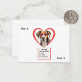 Anpassbare englische Foxhound Valentine Mitteilungskarte (Vorderseite/Rückseite Beispiel)