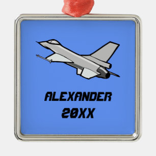 Anpassbare F16-Falkendesign Silbernes Ornament