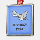 Anpassbare F16-Falkendesign Silbernes Ornament (Links)