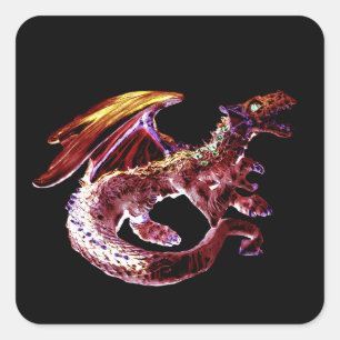 Anpassbare Fantasy Ruby-Rots Drache Quadratischer Aufkleber