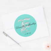 Anpassbare Farbe - Buchstabe "E" Hochzeit Runder Aufkleber (Umschlag)