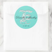 Anpassbare Farbe - Buchstabe "E" Hochzeit Runder Aufkleber (Tasche)