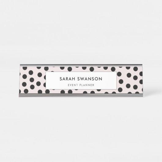 Anpassbare Farben Polka-Punkte Schreibtischnamensplakette (Vorderseite )