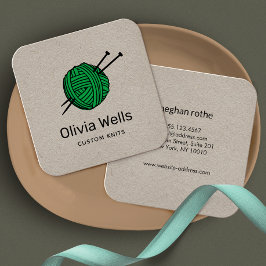 Anpassbare Farbknitter für das Knittern von Croche Quadratische Visitenkarte