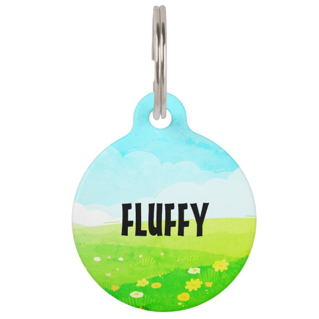 Anpassbare Feldfrühlingszeit Haustiermarke (Vorderseite)