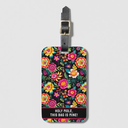 Anpassbare Fiesta Floral Extravaganza Gepäckanhänger (Vorderseite Vertikal)