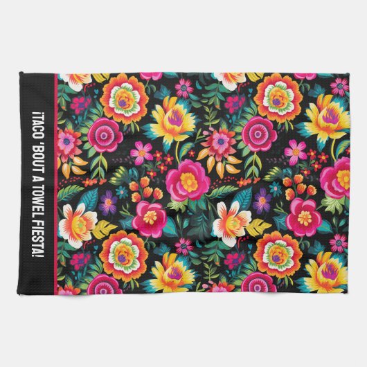 Anpassbare Fiesta Floral Extravaganza Geschirrtuch (Horizontal)