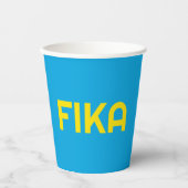 Anpassbare FIKA Fett gelb und blau Pappbecher (Vorderseite)