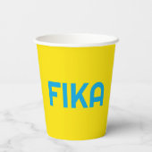 Anpassbare FIKA Fett gelb und blau Pappbecher (Rückseite)