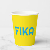 Anpassbare FIKA Fett gelb und blau Pappbecher (Vorderseite)