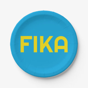 Anpassbare FIKA Fett gelb und blau Pappteller
