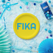 Anpassbare FIKA Fett gelb und blau Pappteller (Party)