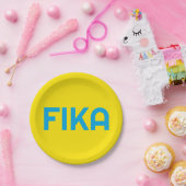 Anpassbare FIKA Fett gelb und blau Pappteller (Party)