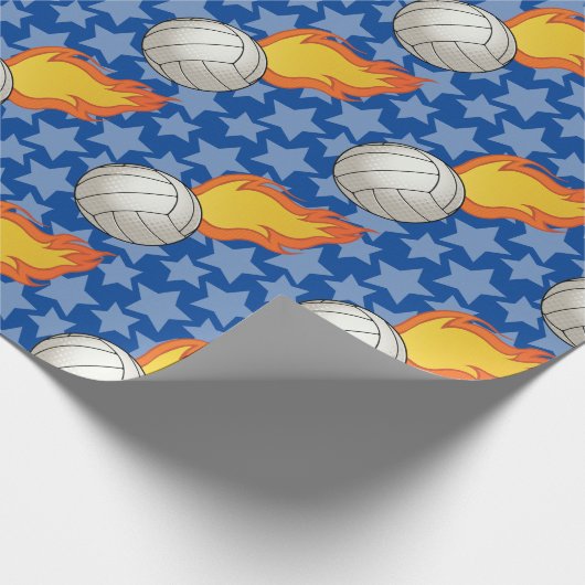 Anpassbare Flaming-Volleyball Geschenkpapier (Ecke)