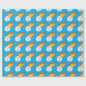 Anpassbare FlammenBaseball Geschenkpapier (Flach)