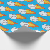Anpassbare FlammenBaseball Geschenkpapier (Ecke)