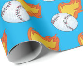 Anpassbare FlammenBaseball Geschenkpapier (Rolleneckpunkt)