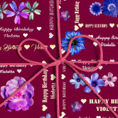 Anpassbare florale Burgundy Girly Happy Birthday Geschenkpapier