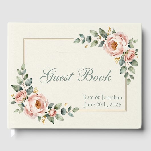 Anpassbare Florale Hochzeit Gästebuch (Vorderseite)