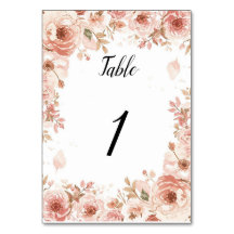 Anpassbare florale Hochzeit Rosa Rosen Tisch Numbe