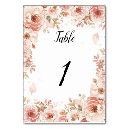 Anpassbare florale Hochzeit Rosa Rosen Tisch Numbe Tischnummer