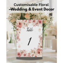 Anpassbare florale Hochzeit Rosa Rosen Tisch Numbe
