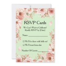 Anpassbare Florale Minze- und rosa Rosen RSVP