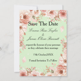 Anpassbare Florale rosa Rosen Save-the-Date-Karten Einladung