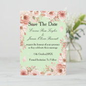Anpassbare Florale rosa Rosen Save-the-Date-Karten Einladung (Stehend Vorderseite)